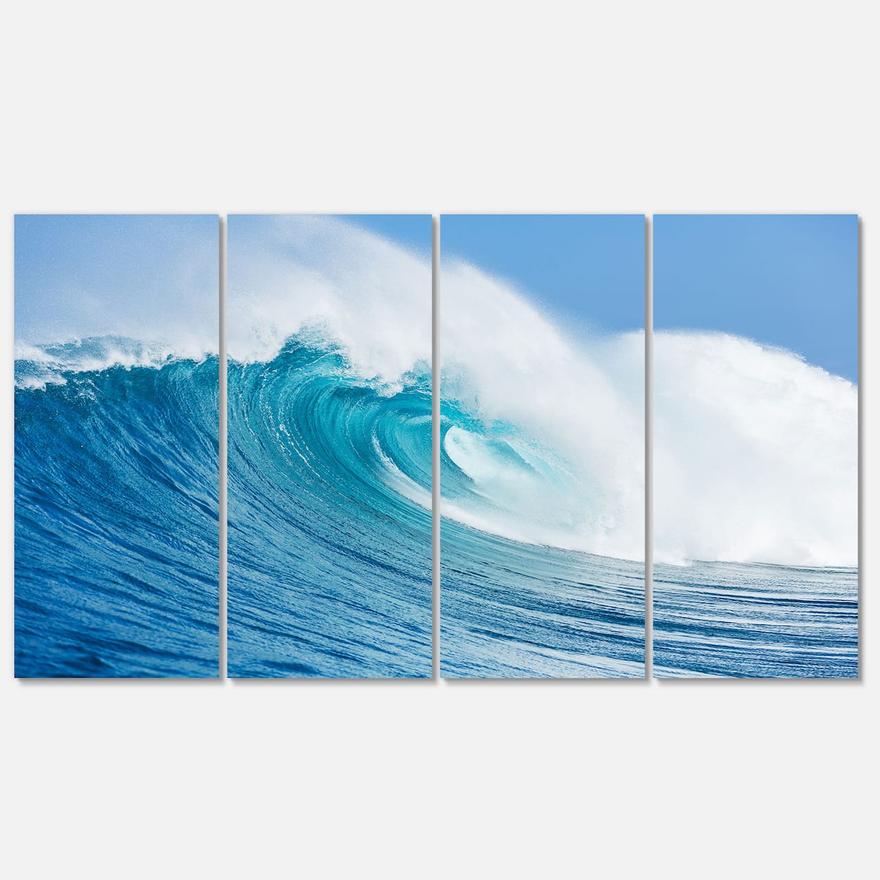 Designart - Blue Ocean Wave - Sea & Shore Photography on Wrapped Canvas set